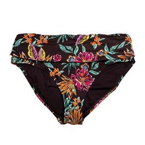 NWT Into the Bleu by Amrex Floral Tropical Fold Over Bikini Bottom Sz. 14